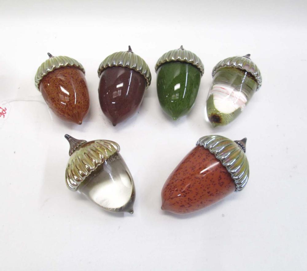 SIX COHN-STONE ACORN ART GLASS