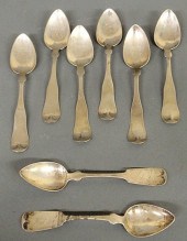 Six coin silver spoons by Linc