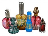 SIX COLORED ENAMELED AND CUT G