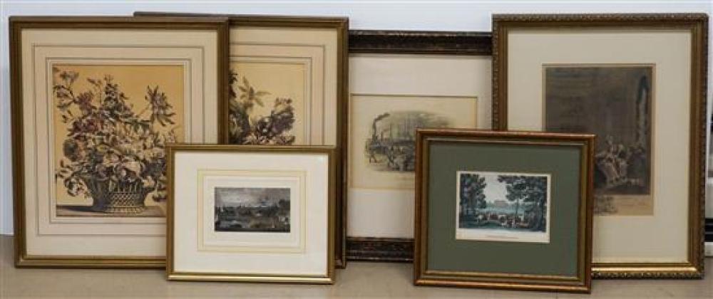 SIX COLORED ENGRAVINGS AND PRINTS
