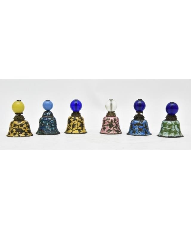 Six colorful Chinese silver