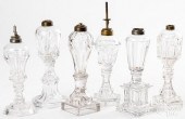 SIX COLORLESS GLASS WHALE OIL