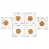 SIX COLUMBIAN GOLD 5 PESOS - 1