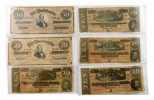 †SIX CONFEDERATE BANK NOTES, A