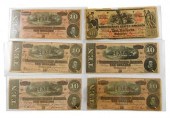 †SIX CONFEDERATE BANK NOTES, I