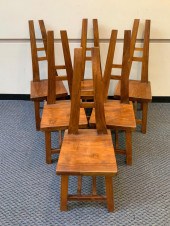 SIX CONTEMPORARY WALNUT DINING
