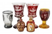 SIX CONTINENTAL ETCHED GLASS G