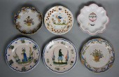 SIX CONTINENTAL FAIENCE DISHES