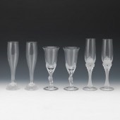 SIX CRYSTAL CHAMPAGNE FLUTES