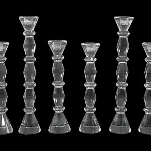 Six Cut Crystal Candlesticks