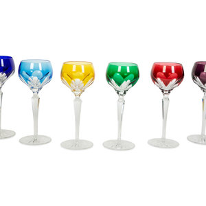 Six Cut-to-Clear Glass Goblets 