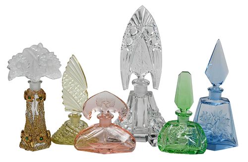 SIX CZECH CUT GLASS PERFUMESearly