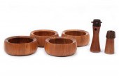 SIX DANSK CARVED TEAK TABLE IT