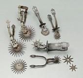 Six decorated iron gaucho spur