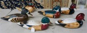 SIX DECORATED MINIATURE WOOD D