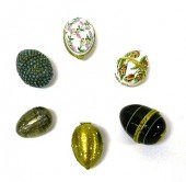 Six Decorative eggs: one with