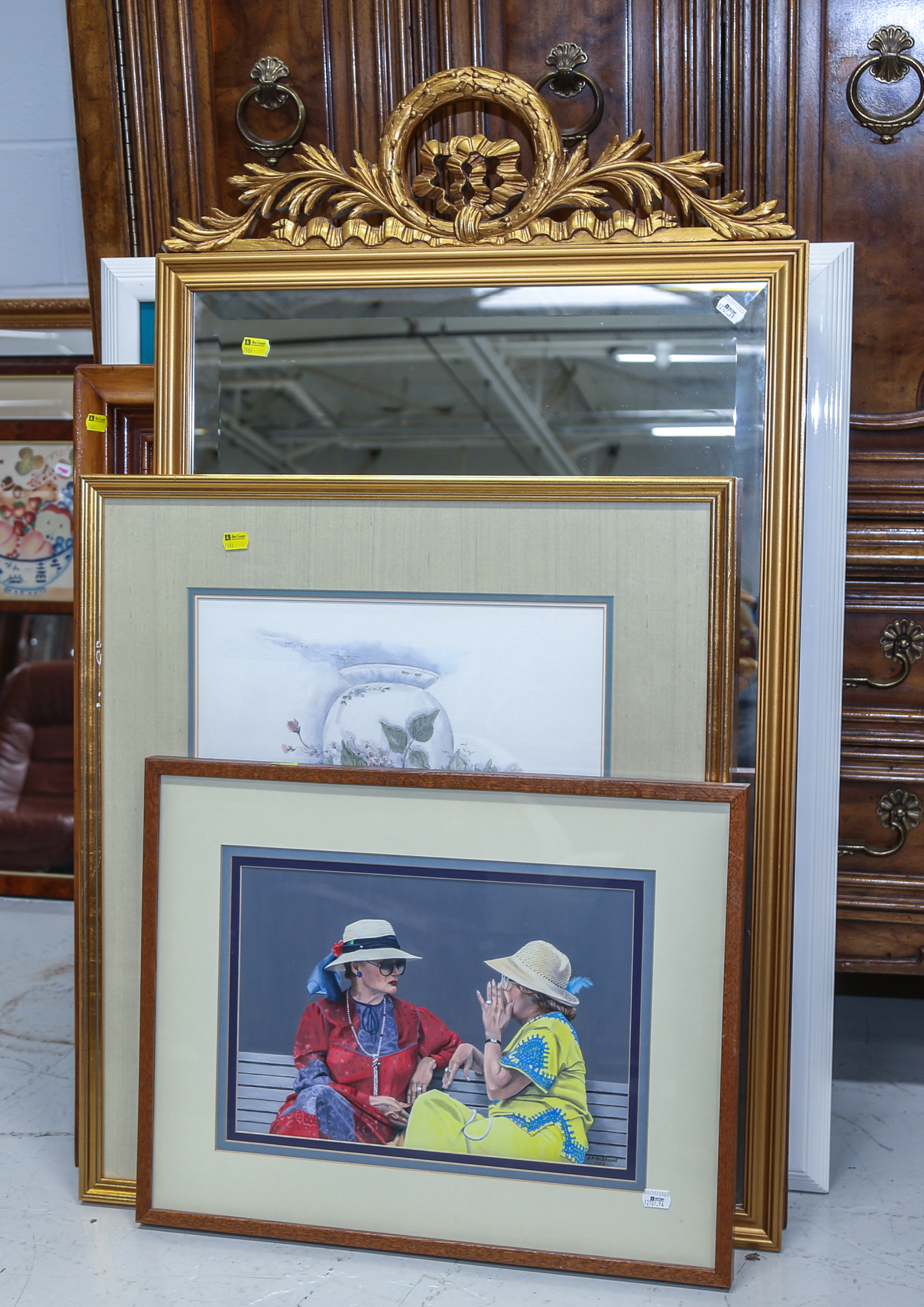 SIX DECORATIVE FRAMED ARTWORKS &