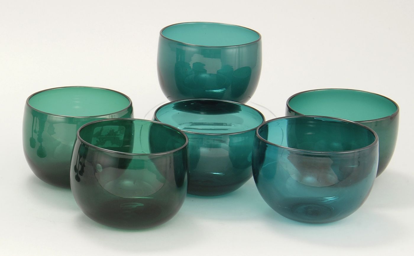 SIX DEEP GREEN BRISTOL BLOWN