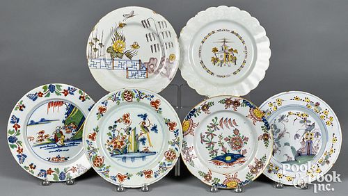 SIX DELFT POLYCHROME PLATES, MID