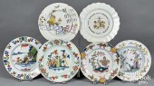 SIX DELFT POLYCHROME PLATES, M