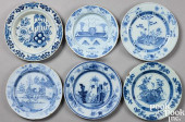 SIX DELFTWARE PLATES 18TH C.<b