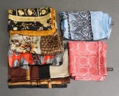 SIX DESIGNER SILK SCARVES INCL