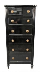SIX DRAWER BLACK LACQUER LINGE