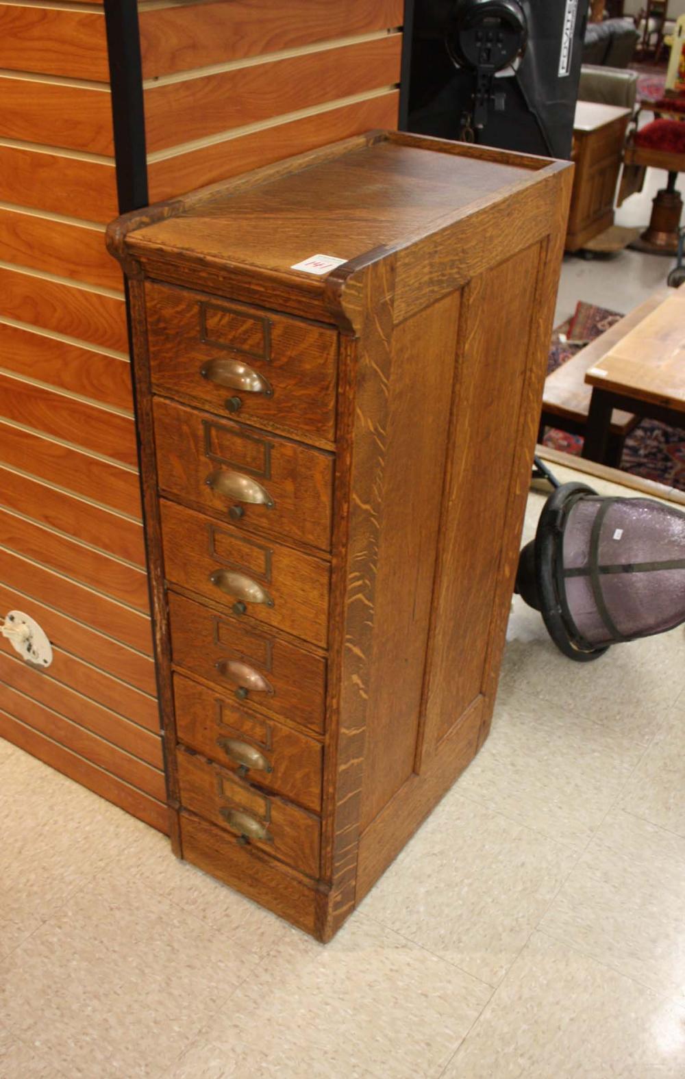 SIX-DRAWER OAK FILE CABINET,