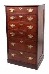 SIX-DRAWER TALL CHEST LATE 19T