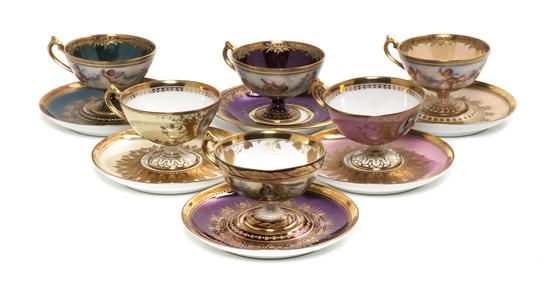 Six Dresden Porcelain Tea Cups