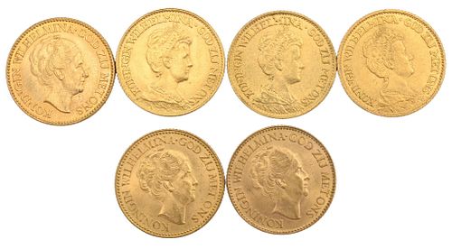 SIX DUTCH 10 GUILDER UNCIRCULATED
