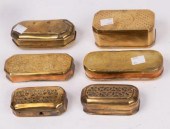 Six Dutch brass tinder boxes,