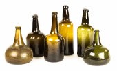 SIX EARLY BLOWN GLASS OLIVE GR