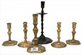 SIX EARLY BRASS CANDLESTICKSSi