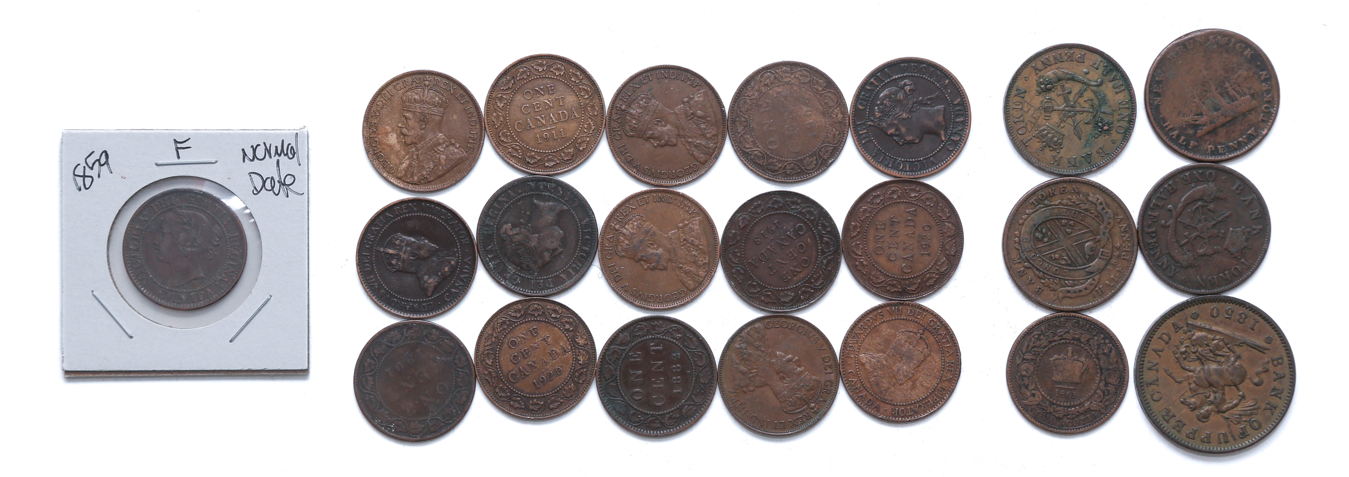 SIX EARLY CANADIAN BANK TOKENS & 16