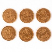 Six Edward VII gold sovereigns