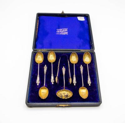 Six Edwardian silver apostle coffee