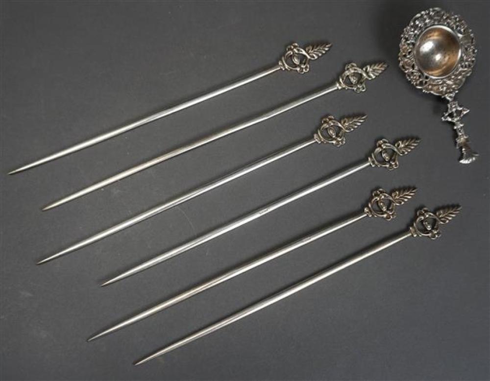 SIX EGYPTIAN SILVER SKEWERS (7.45
