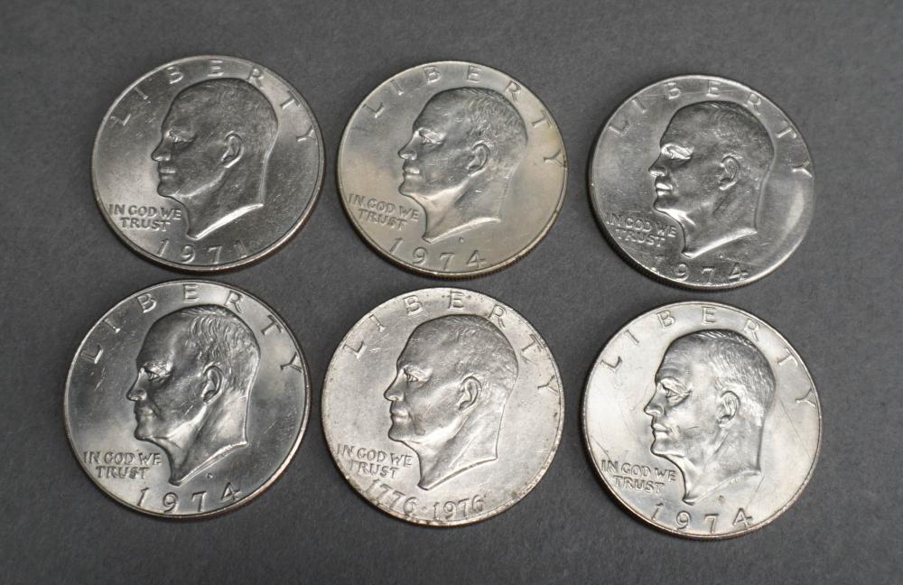 SIX EISENHOWER DOLLAR COINSSix
