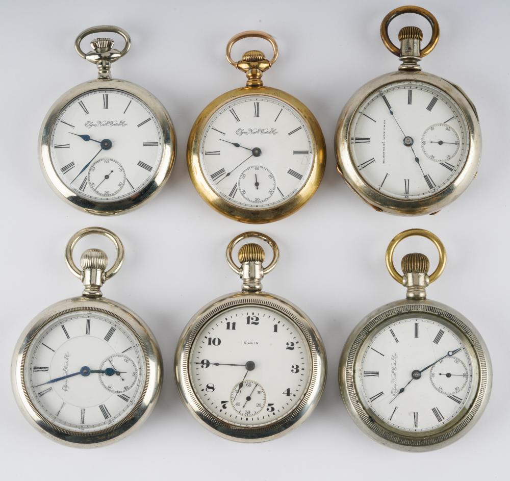 SIX ELGIN POCKET WATCHES1: 18S