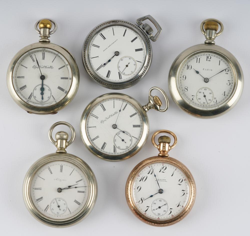 SIX ELGIN POCKET WATCHES1: 18S