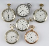 SIX ELGIN POCKET WATCHES1: 18S