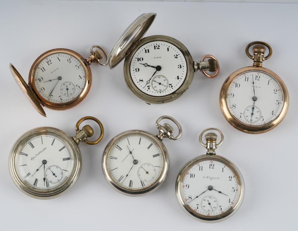 SIX ELGIN POCKET WATCHES1: