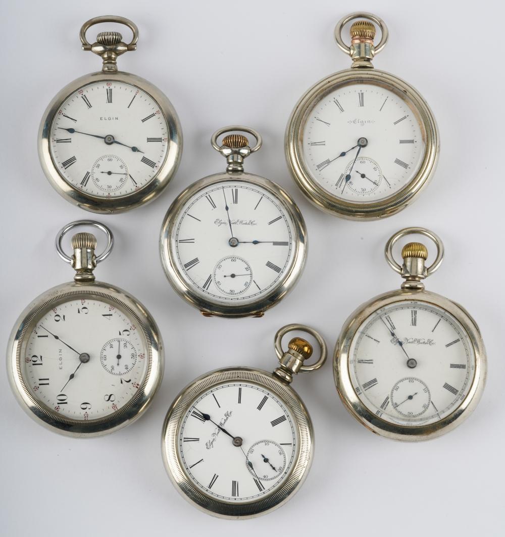 SIX ELGIN POCKET WATCHES1:
