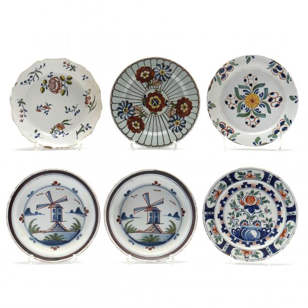 SIX ENGLISH DELFT SMALL