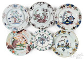 SIX ENGLISH DELFTWARE POLYCHRO