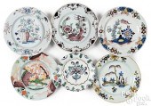 SIX ENGLISH DELFTWARE POLYCHRO