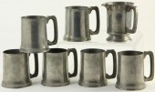 Six English Mugs and Pint Pitc