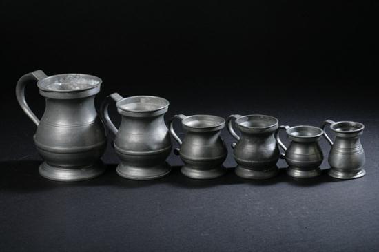 SIX ENGLISH PEWTER SPIRIT