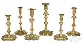SIX ENGLISH QUEEN ANNE BRASS C